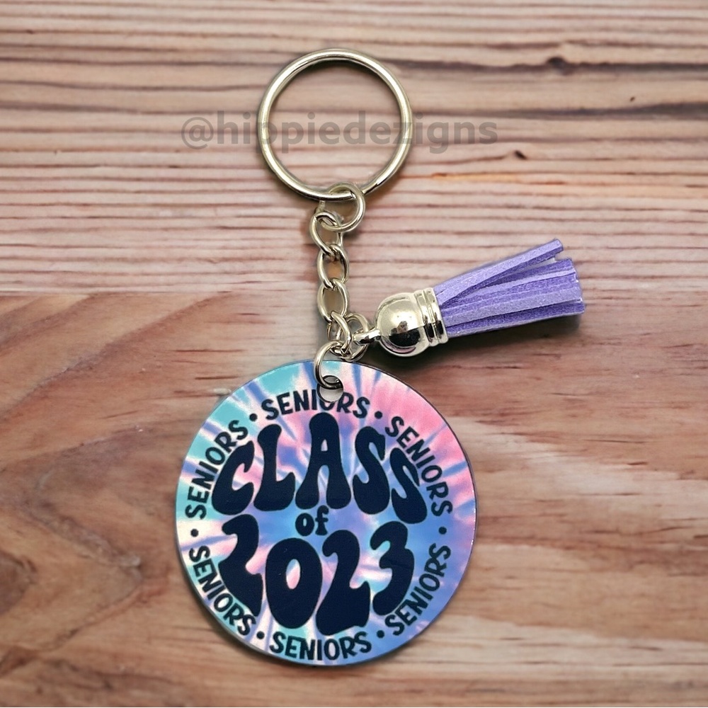 Tie Dye Class Of 2023 Wooden Keychain